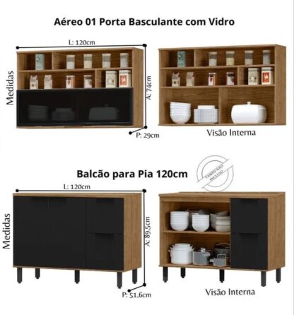 Cozinha Modulada 100% MDF Freijó - Cód.1721 - Image 3