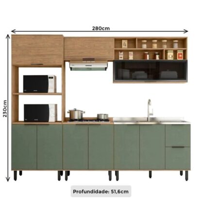 Cozinha Modulada 100% MDF Freijó - Cód.1721 - Image 18