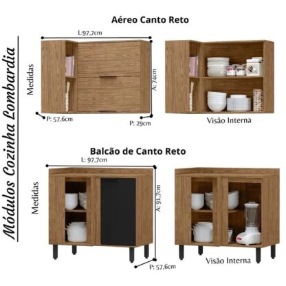 Cozinha Modulada 100% MDF Freijó - Cód.1721 - Image 24