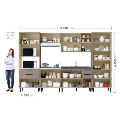 Cozinha Modulada Fendi/Castanho 100% MDF - Imagem 3